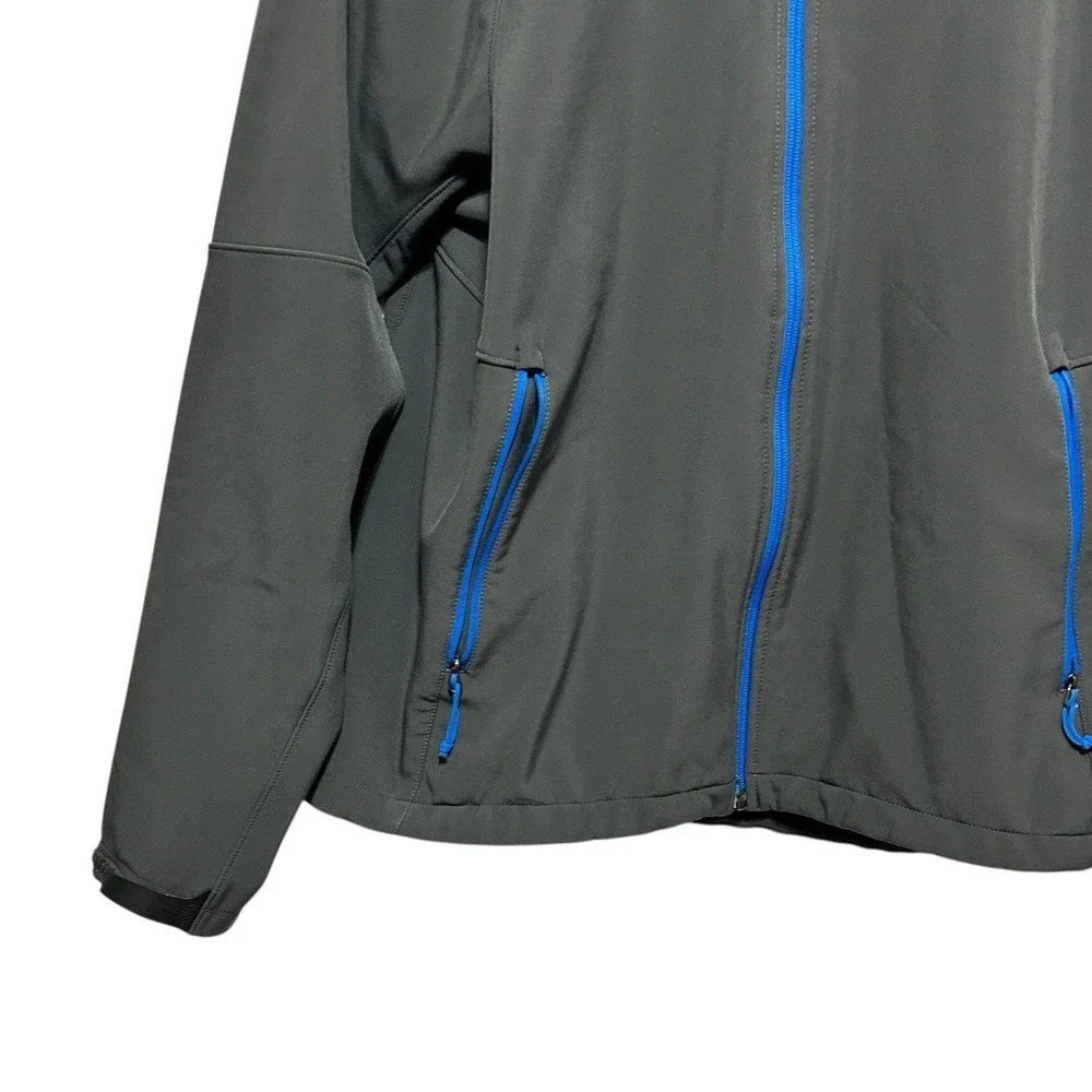 The‎ North Face Men Softshell Jacket L Gray Blue Hood Windproof Outdoor Gorpcore